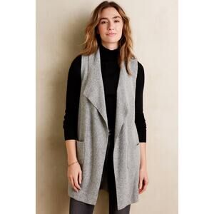 Anama Sweater Vest Women's M Gray Longline Open Front Sleeveless Wool Blend